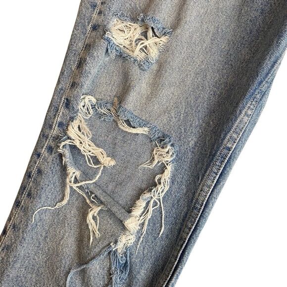 Zara Women’s 8 High Rise‎ Ripped Mom Jeans Blue Distressed Denim Relaxed Fit - Picture 6 of 14
